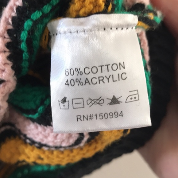 Kaily K Green Black Cap Sleeve Chevron Print Sweater - Picture 4 of 5